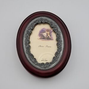 Elegant Burgundy Photo Combined Frame And Jewlery Trinked Oval Box